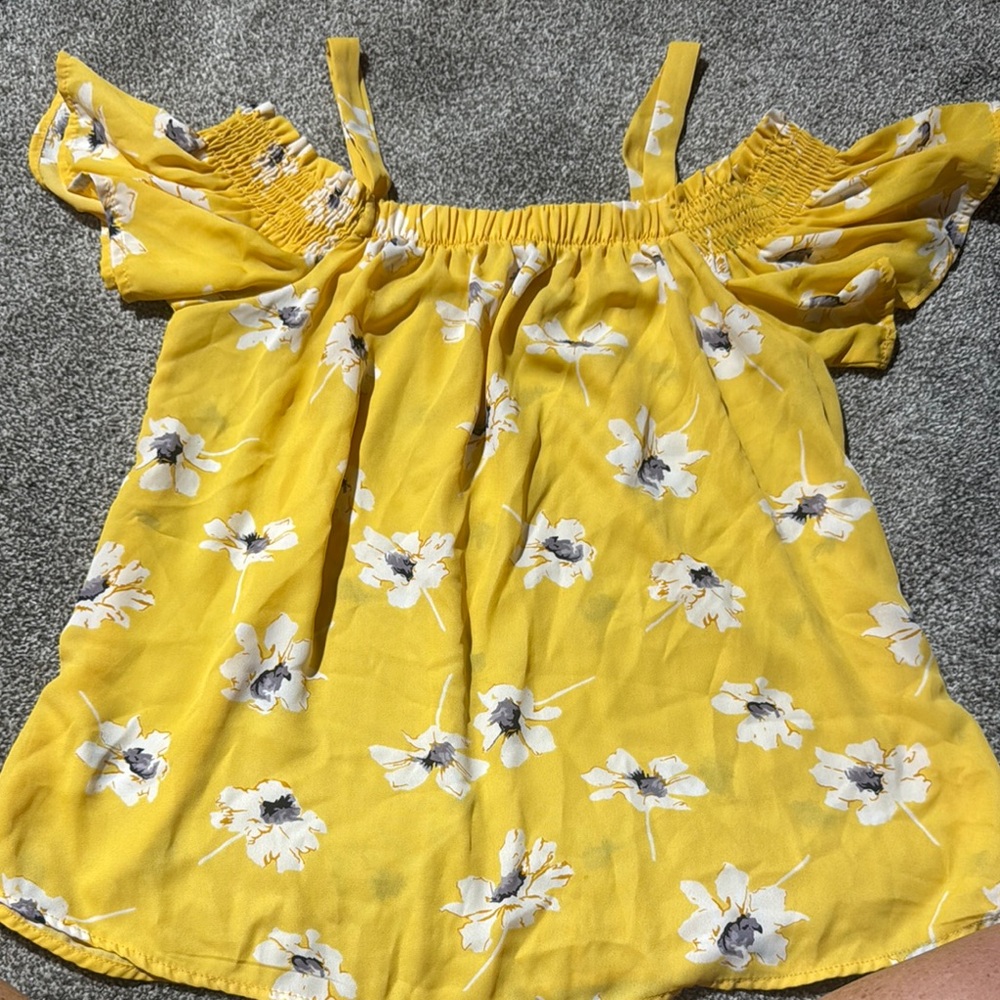 Sienna Sky Yellow Smocked Blouse with Ruffled Sleeves